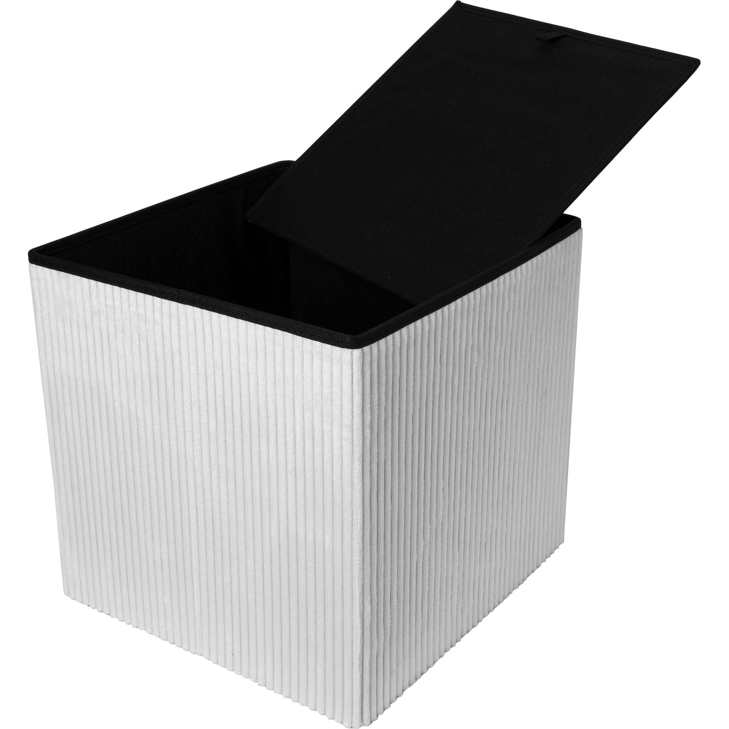 VESTIAMO CASA - Pouf Contenitore richiudibile Velluto Rigato Bianco - h40x40x40 cm